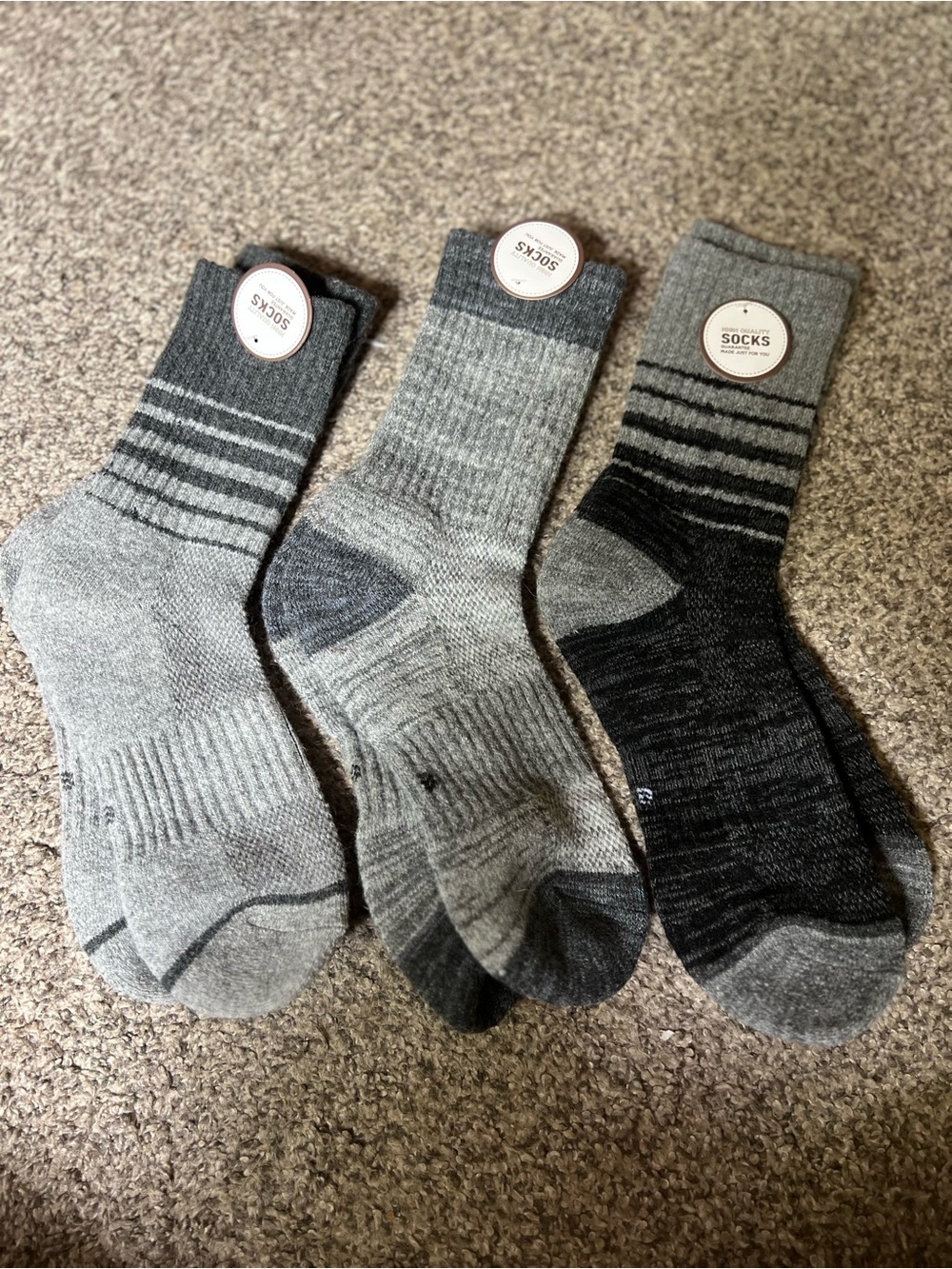 Grey Crew Socks - 3 Pack